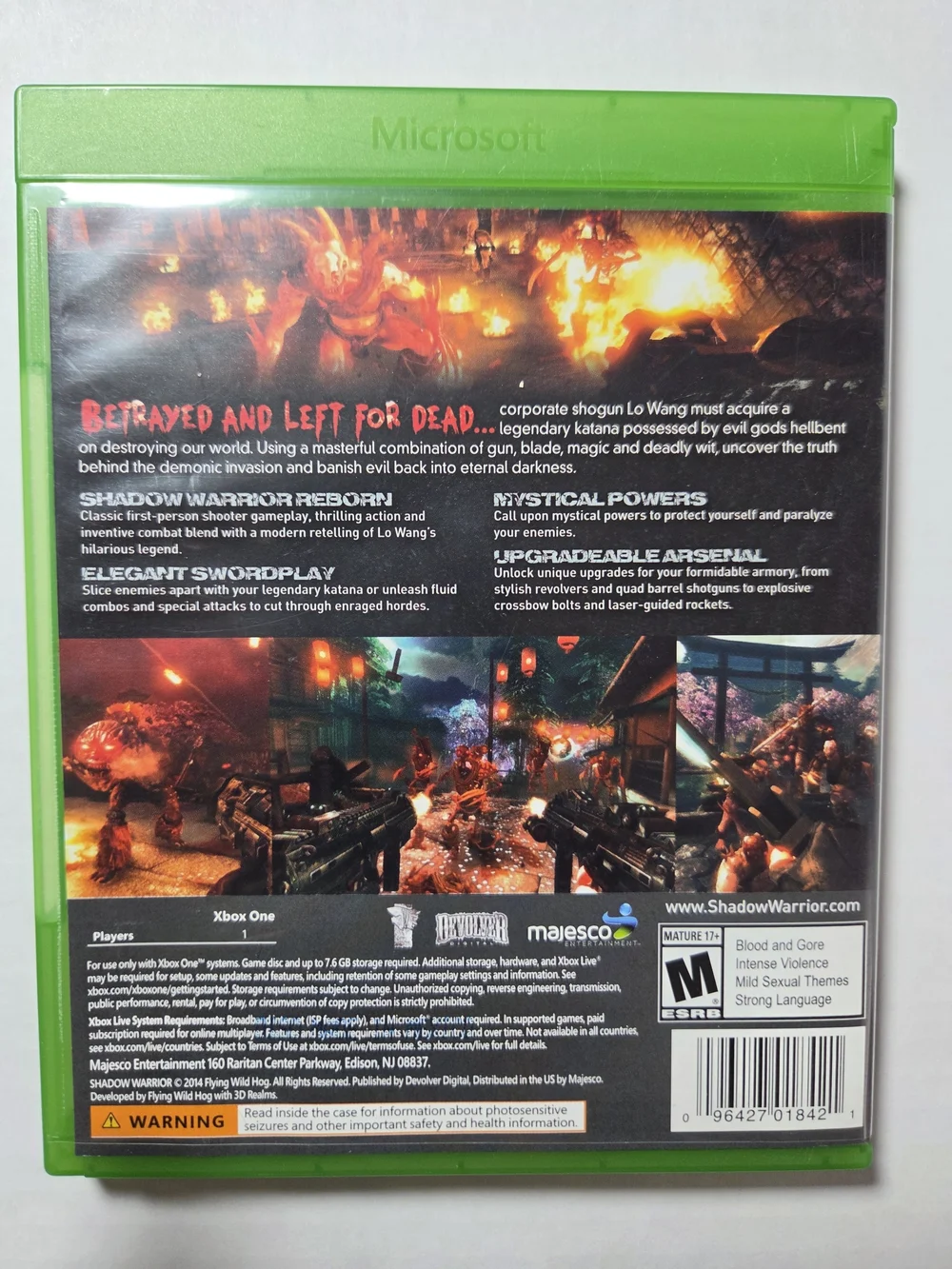 Majesco Entertainment Shadow Warrior Microsoft Xbox One Game M Mature 2014